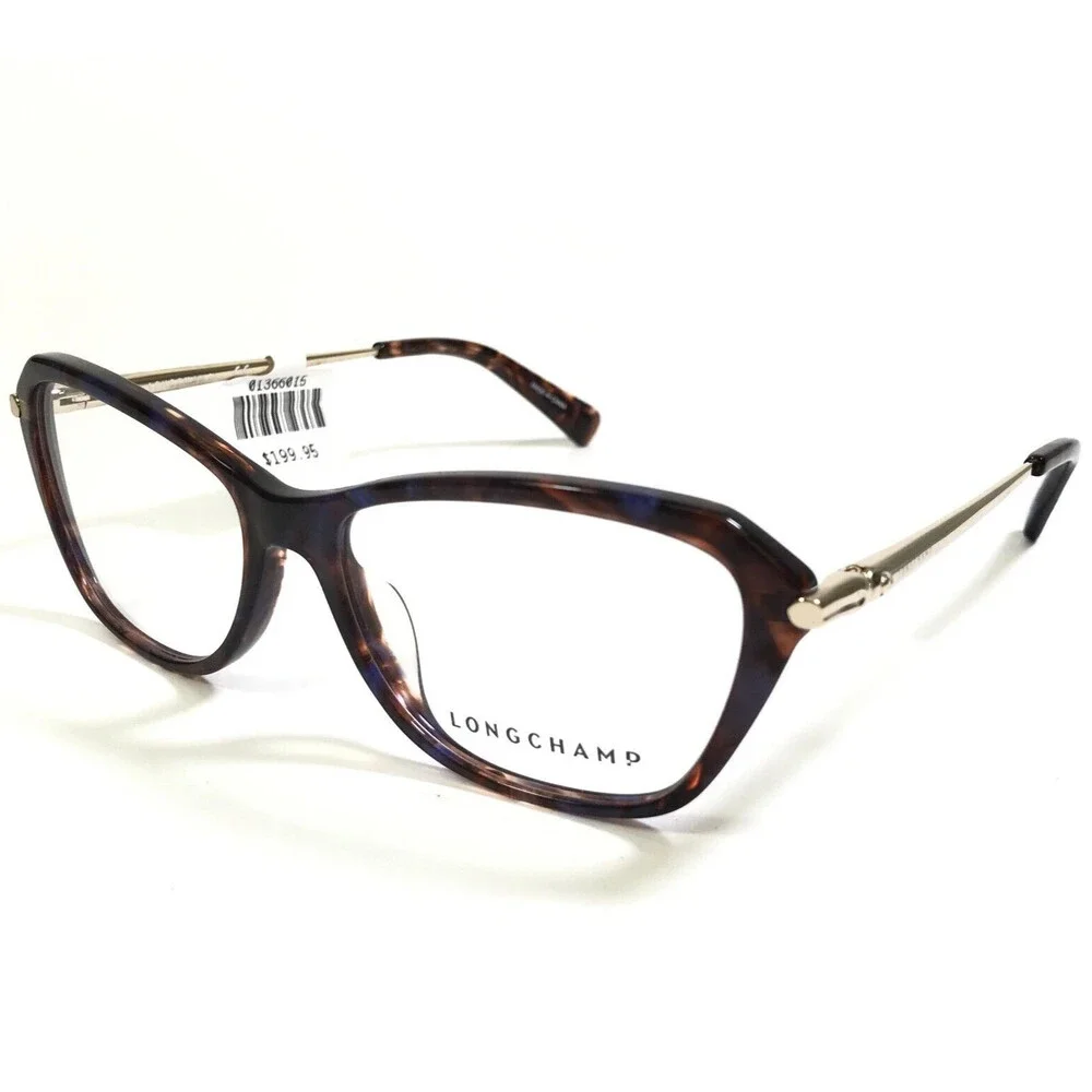 Longchamp Eyeglasses Frames LO2617 252 Tortoise Blue Gold Cat Eye 53-15-135